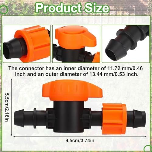 Tujoe 50 Pcs Pipe Bypass Locknut Valve 5/8 Inch Universal On/Off Valve Barb Drip Tubing Fittings Barbed Compatible with Most 16-17 mm Garden Hose Tubing Sprinkler Systems - Image 2