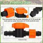 Tujoe 50 Pcs Pipe Bypass Locknut Valve 5/8 Inch Universal On/Off Valve Barb Drip Tubing Fittings Barbed Compatible with Most 16-17 mm Garden Hose Tubing Sprinkler Systems - Image 2