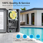T104R Mechanical Timer Switch,208-277V AC DPST 40A,Pool Pump Switch,Heavy Duty Pool Timers Outdoor,Timer for Lights HVAC Systems,24 Hour 12 ON/Off for Pump, 6 Years Warranty - Image 7
