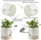 Nihow Ceramic Self Watering Pots for Indoor Plants, 6+8 Inch,Beige Set 2 - Image 3