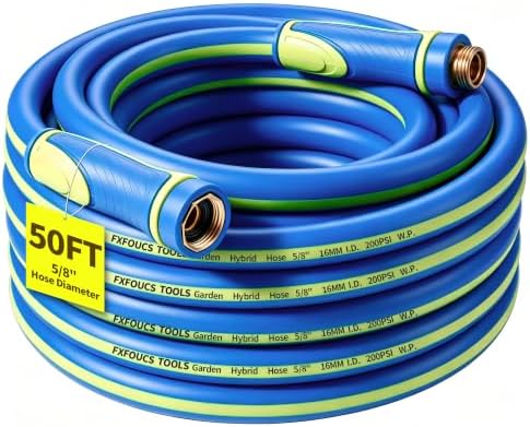 Garden Hose 50ft x 5/8", Heavy Duty Water Hose, Kink Resistant by FXFOUCSTOOLS