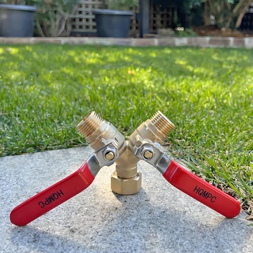 HQMPC Garden Hose Y Valve Splitter Brass Hose Splitter With Stainless Steel Long Handle Brass Garden Hose Adapter 2 Way Y Valve 3/4" GHT Thread 2pcs - Image 2