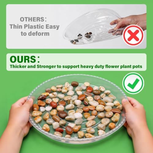 RooTrimmer 10 Pack 15 Inch Clear Plant Saucers, Thick Plastic Drip Trays - Image 3
