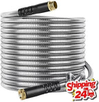 25-75ft Stainless Steel Garden Hose, Compatible For Metal Plumbing Truck Hose Airbrush Hose Gardening Fittings(Color: 75FT) - Image 2