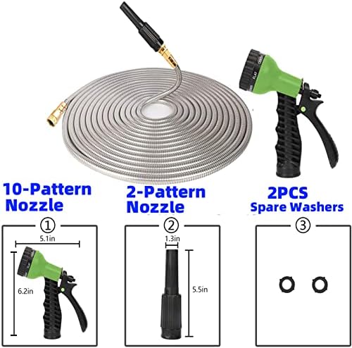 Metal Garden Hose 25ft Heavy Duty Stainless Steel Water Hose with 2 Nozzles for Yard, Outdoor - Flexible, Never Kink & Tangle, Puncture Resistant - Image 6