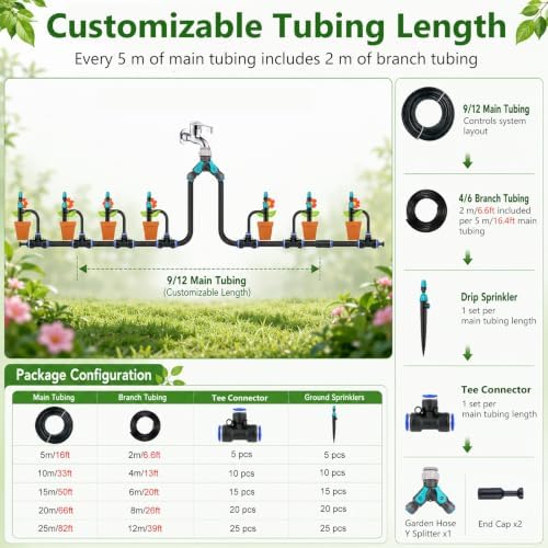 66-200 Ft Garden Irrigation System - Automatic Watering Kit for Yard, Lawn & Plants - Efficient Sprinkler Setup for Smart Watering Solutions - Image 6