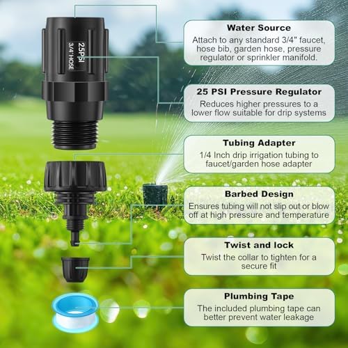8 Set 25 PSI Drip Irrigation Pressure Regulator Kit - Image 3