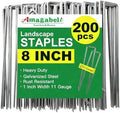 AMAGABELI GARDEN & HOME 200 Pack Galvanized Landscape Staples 8 Inch 11 Gauge Garden Staples Garden Stakes Plant Cover Stakes U-Shaped Landscape Stakes Landscape Pins for Weed Barrier Fabric by AMAGABELI+GARDEN+%26+HOME