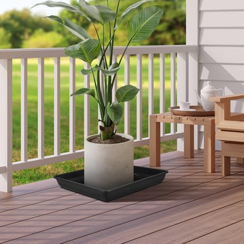 Abaodam 2 Pack Square Plant Saucer Tray 16 inch, Heavy Duty Plastic Square Plant Saucers for Indoors Outdoor, Flower Planter Drip Trays for Pots, Seed Starting, Seedling Growing - Image 3