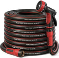 Garden Hose 50ft x 5/8", NON-EXPANDABLE Heavy Duty Hose with Nozzle by PUUKU