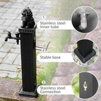 Outdoor Faucet Column Column Garden Water Faucet Decorative Courtyard Post with Dual Water Outlet Floor Mounted Feature for Irrigation Washing(116cm/45.67in) - Image 3