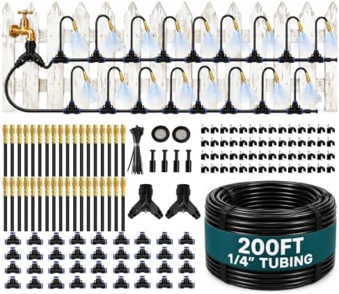 Drip Irrigation System 200FT 1/4", 36 Adjustable Copper Nozzles by Unknown