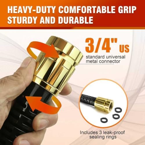 Garden Hose 100ft, Non-Expanding Lightweight Kink-Free Water Hose, Flexible Outdoor Hose with Aluminum Fittings, Abrasion Resistant & Easy to Store for Yard, Lawn, Car Washing, Watering - Image 2