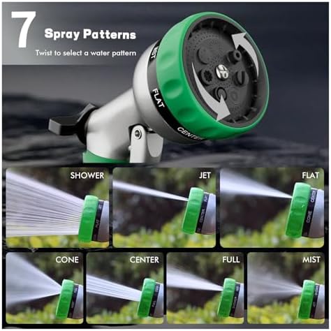 Heavy Duty Metal Garden Water Hose Nozzle With 7 Adjustable Spray Patterns For Watering Plants Lawns Washing Cars And Pets Nozzles - Image 3
