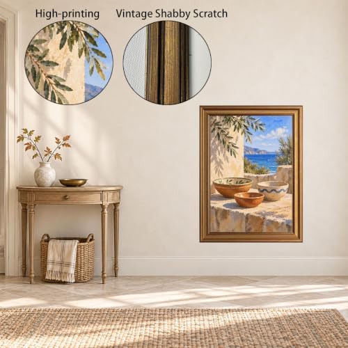 Three Ceramic Bowls on Terrace Gold Framed Poster for Dining Room Wall Art - Image 3