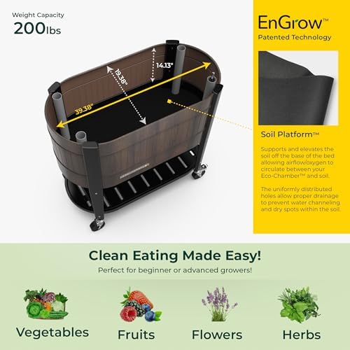 Permasteel Raised Garden Bed with Legs, 40×20×37 in, Planter Box with EnGrow™ TrueSoil™ Technology for Vegetables, Flowers, Herbs, and Fruit, Outdoor Indoor, Storage Shelf, Wood Brown - Image 7