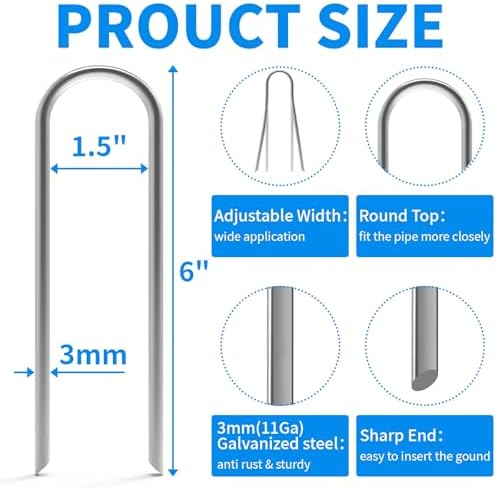 MySit 6 Inch 150 Pack U Shaped Galvanized Drip Irrigation Stakes 11 Gauge - Image 2