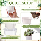 Ziliny Self Watering Pots Plastic Plant 3 Sizes Flower Plant Pot with Inner White Flower Pots for House Indoor Plants Plastic Self Watering Pot for Herbs Flowers (9 Pcs,S,M,L) - Image 4
