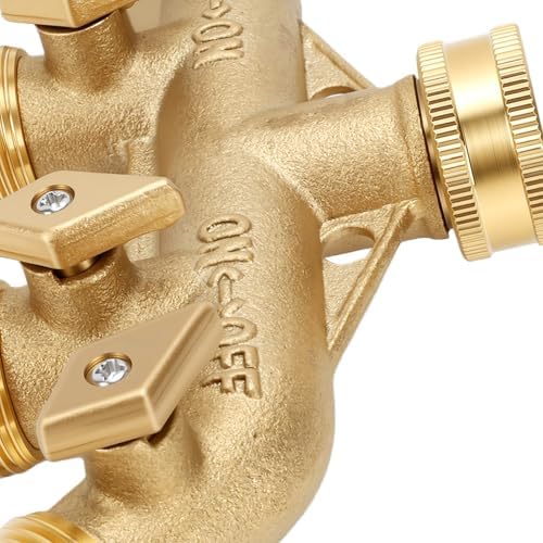Brass 4 Way Garden Hose Splitter Ball Valve Adapter - Image 7