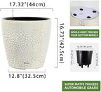 Dexceder 18x17 Self Watering Planter with Wheels (White Gold Crackle) - Image 3