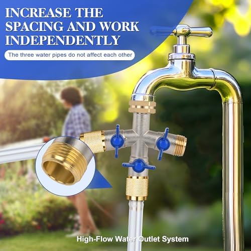 EJW Hose Splitter 3 Way, Garden Hose Splitters,High Flow Garden HoseSplitter, Heavy Duty Faucet Splitter,three wayHose Connector，Spigot Splitter, three Way Hose Manifold Valve 3/4 Inch GHT Thread. - Image 7