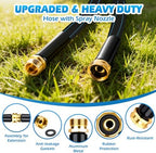 Non-Expanding Garden Hose 75FT with 10-Pattern Nozzle, Lightweight Flexible Water Hose Kink-Resistant, Brass 3/4'' Fittings & Sealing Washers, for Yard Lawn Garden Car Wash Pet Bathing - Image 4
