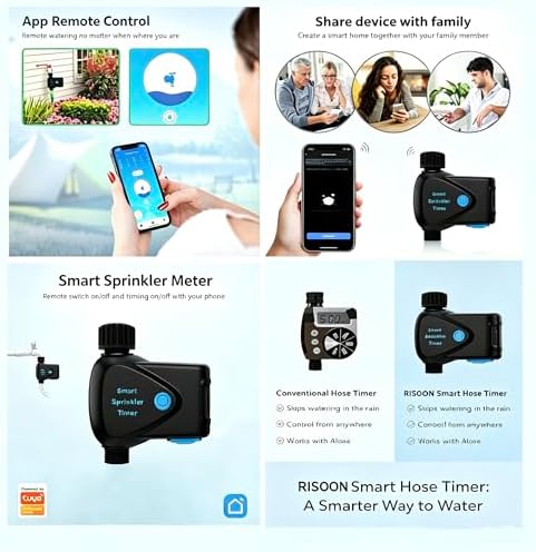 Garden Hose Irrigation Controller, App Controlled Water Timer with Rain Delay, Auto & Manual Watering, Waterproof Outdoor Sprinkler System, Black - Image 3
