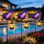 2 Pack Butterfly Solar Garden lights Outdoor Waterproof, Gift for Women Mom Grandma Daughter, Stake lights with Solar Lantern, Hanging Solar Light, Solar Path Light Yard Art Outside Patio Garden Decor - Image 7
