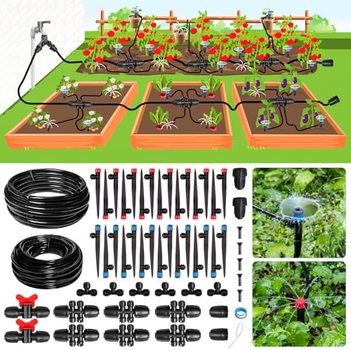 Maotong 240FT Drip Irrigation System Kit New Quick-Connect, Automatic Garden Watering Misting System for Greenhouse, Yard, Lawn, Plant with 1/2 inch Hose 1/4 inch Distribution Tubing and Accessories by Maotong