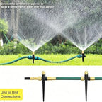 3-Nozzle Adjustable Metal Garden Sprinkler. 360° Rotary Design for Wide-Range Even Watering, Yards and Flower beds. Spike Base ensures Stable Placement, Easy to Install and Adjust.(Total 10m/32.8FT) - Image 5