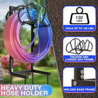 New Garden Hose Holder, Super Stable Water Hose Holders Stand Holds 120-Feet Hose, Detachable Freestanding Hose Storage Hanger Rack for Outside Yard Lawn Farm, Black - Image 4