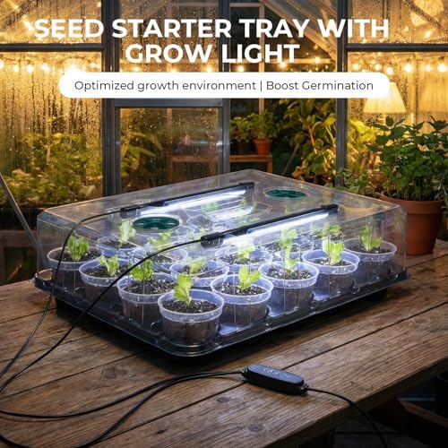 homenote 2 Pack Seed Starter Trays with Grow Lights and 40 3 Inch Pots - Image 2