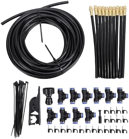 Focket Drip Irrigation System, 33ft 10 Nozzles 360 Adjustable 8mm Compatible Garden Watering System, Automatic Sprinkler Kit with 10 Copper Nozzles for Outdoor Garden Raised Bed (5/8 Universal 10m by Focket