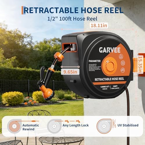 Loumernhant with PP+PVC Garden Hose Automatic Reel - Durable Garden Hose, Leak-Proof Hose Reel, Heavy Duty Hose Reel, Anti-Aging Hose Reel, and Abrasion Resistant Hose - Image 3