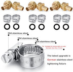 Garden Solid brass Hose Repair Connector with Clamps,Fit for Garden Hose Fitting,Male and Female Hose Fittings 10 Set (1/2"-10 Set) - Image 2
