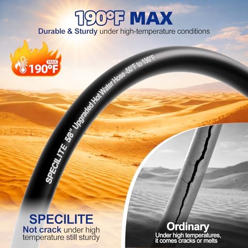 SPECILITE Hot/Cold Retractable Garden Hose Reel 50ft x 5/8", Black - Image 2