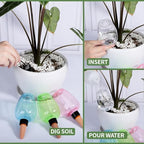 8 Pcs Plant Watering Globes Self Watering Planter Insert Plants Top Fill Water Device Plastic Water Bulbs Slow Release Terracotta for Plants, Pink - Image 3