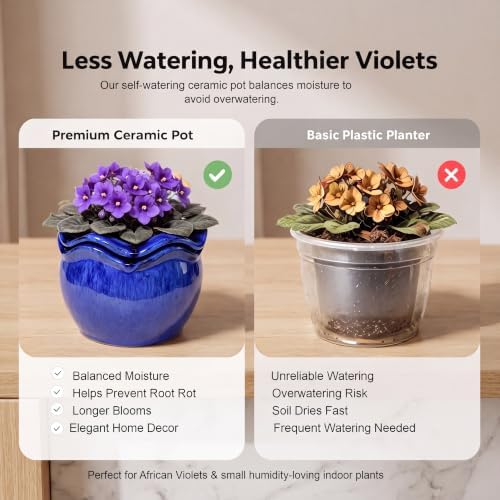 Ceramic Self-Watering African Violet Pots for Indoor Plants - Image 4