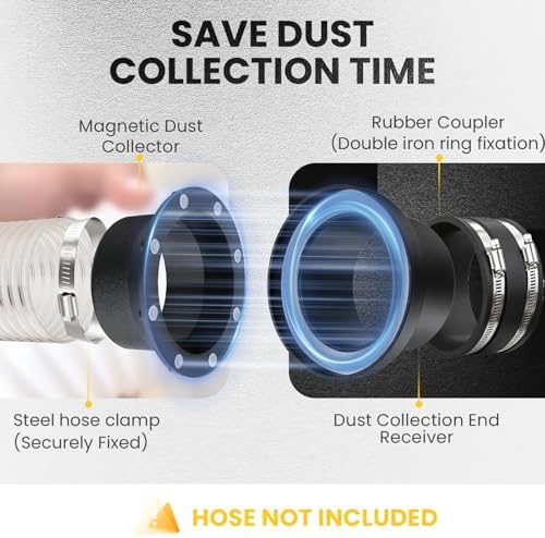 4" Magnetic Dust Collection Fittings,8 high-Strength Magnets,One-to-Many Magnetic Starter Kit,1s Connect and Disconnect—Enabling efficient Hose Transfer Between Different Machines,365 Days Warranty - Image 5