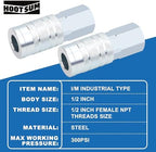 1/2” I/M Industrial Type Air Coupler with 1/2” FNPT, Steel High Flow 5PCS Air Tool Fittings (Pack of 2) - Image 2