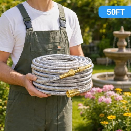 50 ft Heavy‑Duty Stainless Steel Garden Hose, Kink‑Resistant - Image 2