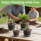 RooTrimmer 15 Pack 8/7/6 Inch Clear Nursery Pots with Saucer, Transparent Plastic Plant Pot with Drainage Hole, Sturdy Planting Starter Pots for Gardening Flower Herb Vegetable - Image 6