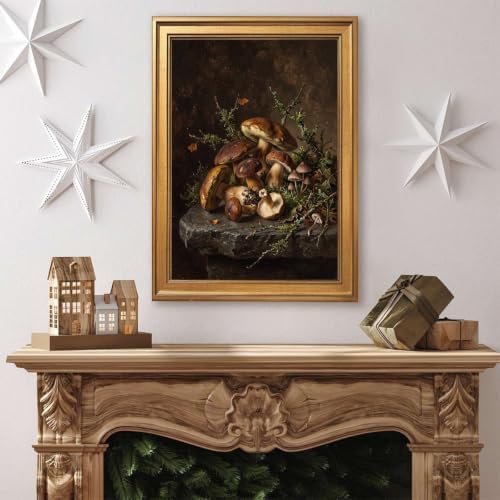 Gold Vintage Framed Mushroom Wall Art, Botanical Forest Still Life Print - Image 4