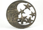 Zeckos Garden Hose Holder Moon Face Stars 12 Inch Cast Iron Bronze - Image 5