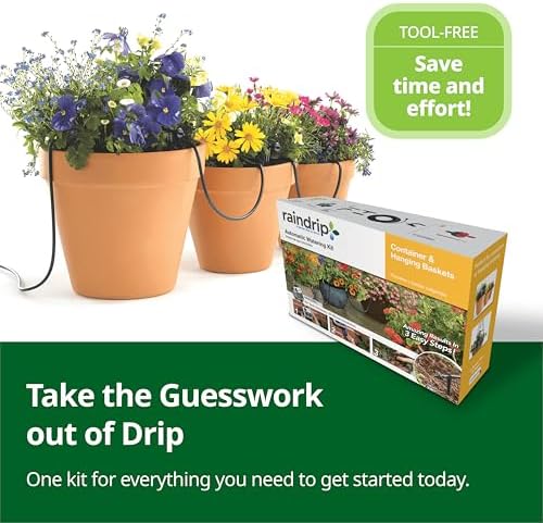 Raindrip R560DP Drip Watering System, Automatic Drip Irrigation System with Timer for Containers and Hanging Baskets, Waters up to 20 Plants, Includes 20 Drippers, Black - Image 2