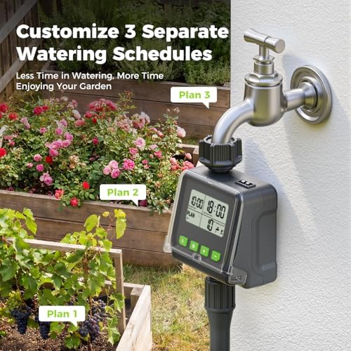 Sprinkler Timer for Garden Hose, Programmable Watering Timer with Rain Delay, Outdoor Automatic& Manual Irrigation Controller System for Lawn/Yard/Greenhouse V104 - Image 2