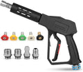 Swivel Pressure Washer Gun,Sturdy 5000PSI Short Power Washer Wand Carwash Spray Foam Gun Handle with 3/8 Plug & M22-14mm & M22-15mm and 1/4 Adapter 5 nozzles by NereidWash
