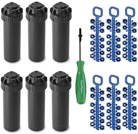 Rain-bird 5000 Series Rotor Sprinkler Head - 5004 PC Model, Adjustable 40-360 Degree Part-Circle, 4 Inch Pop-Up Lawn Sprayer Irrigation System - 25 to 50 Feet Water Spray Distance (Y54007) (6 Pack) by RainBird