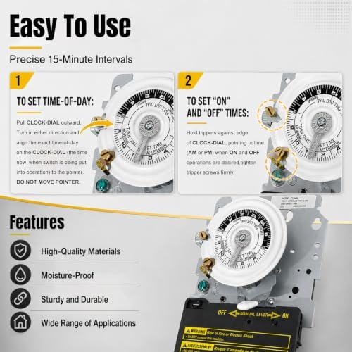 T104M Mechanical Timer Switch Mechanism Only, 24-Hour Programmable - Image 6