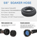 Taisia 5/8" Soaker Hose 75 ft Round Rubber Garden Soaker Hoses, Heavy Duty Drip Hose for Watering Irrigation, Water Seeper Soaker Hoses for Garden, Lawn and Plants - Image 2